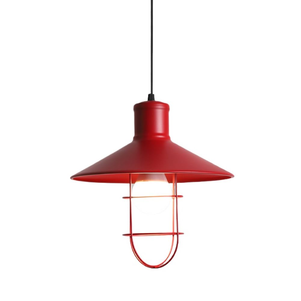 Industrial Red Cage Pendant Light Fixtures for Kitchen Sink